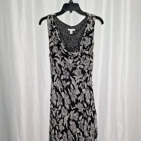 Charter Club | Dresses | Charter Club Black And White Sleeveless Cowl Neck  Sheath Maxi Dress | Poshmark